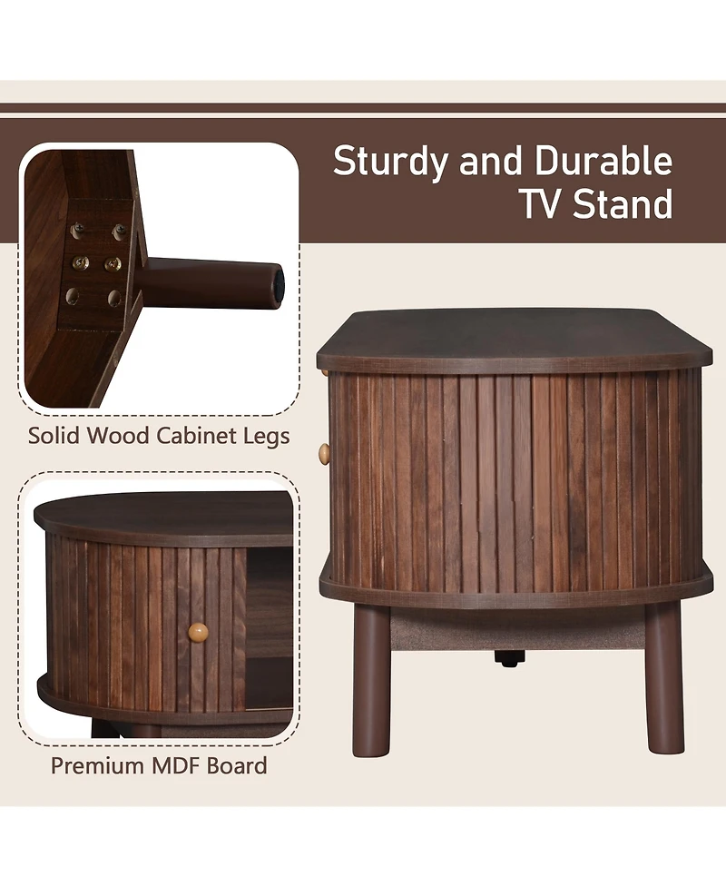 Casainc Modern Storage Cabinet Farmhouse Tv Stand with Rattan Drawer