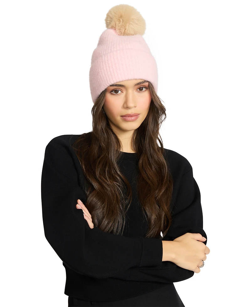 Steve Madden Women's Caught Brushed Fine Rib Knit Beanie