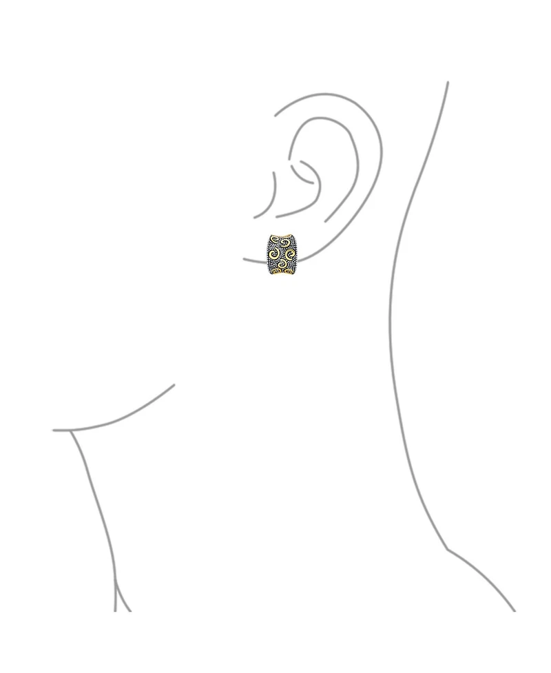 Bling Jewelry Set of 2 Egyptian Greek Bali Swirl Clip-On Earrings Wide Half Hoop Gold Plated
