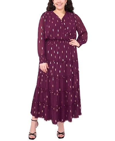 Msk Plus Clip Chiffon Tiered Maxi Dress