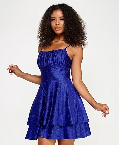 Emerald Sundae Juniors' Glitter-Knit Fit & Flare Dress