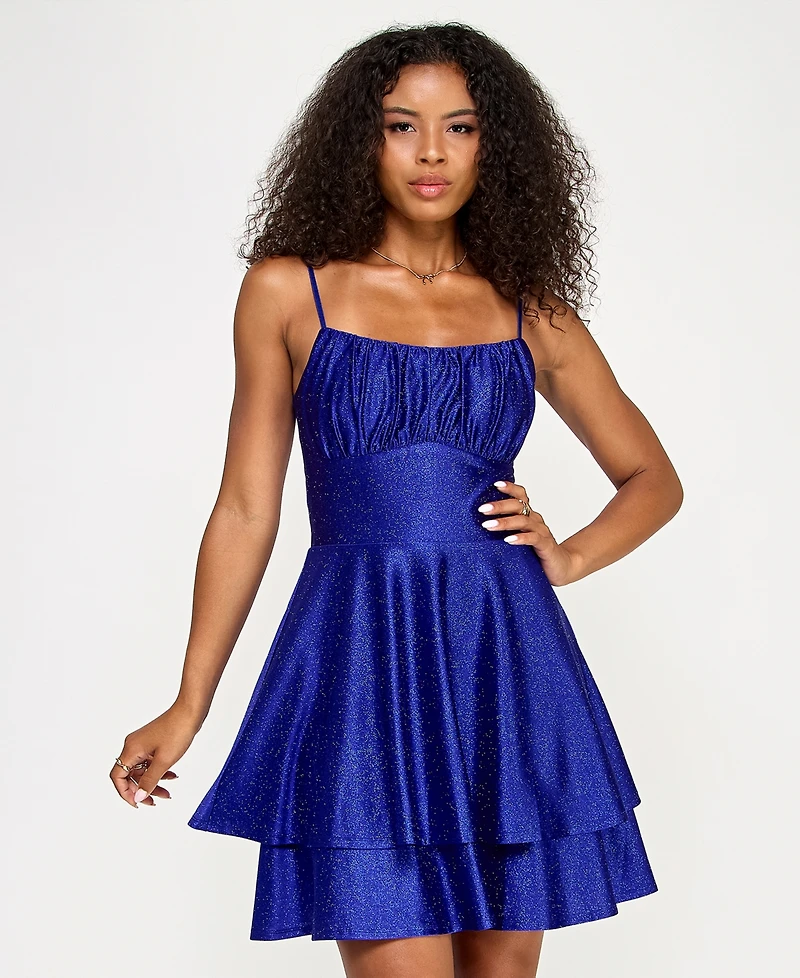 Emerald Sundae Juniors' Glitter-Knit Fit & Flare Dress