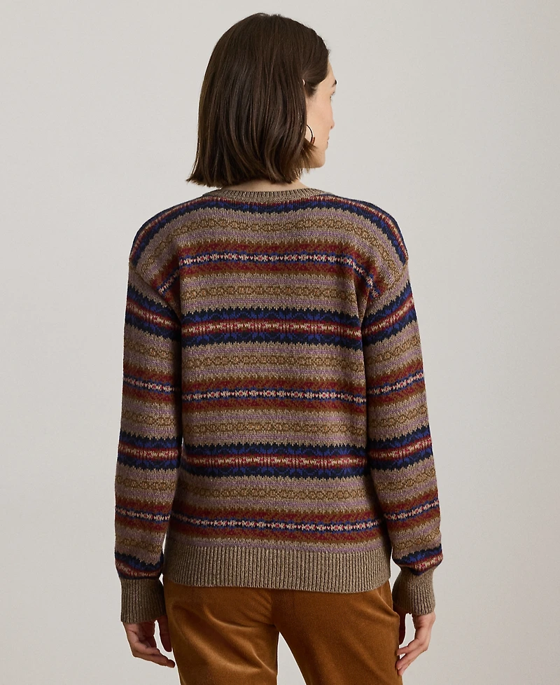 Lauren Ralph Petite Fair Isle V-Neck Sweater