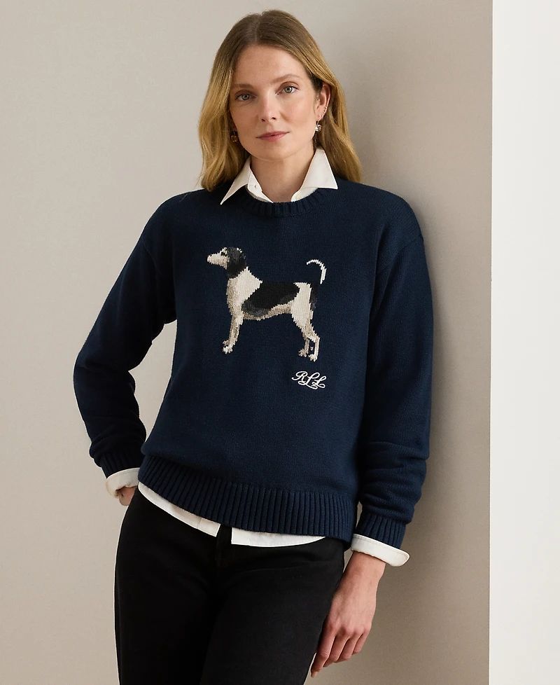 Lauren Ralph Petite Riednee-Lo Intarsia Knit Sweater