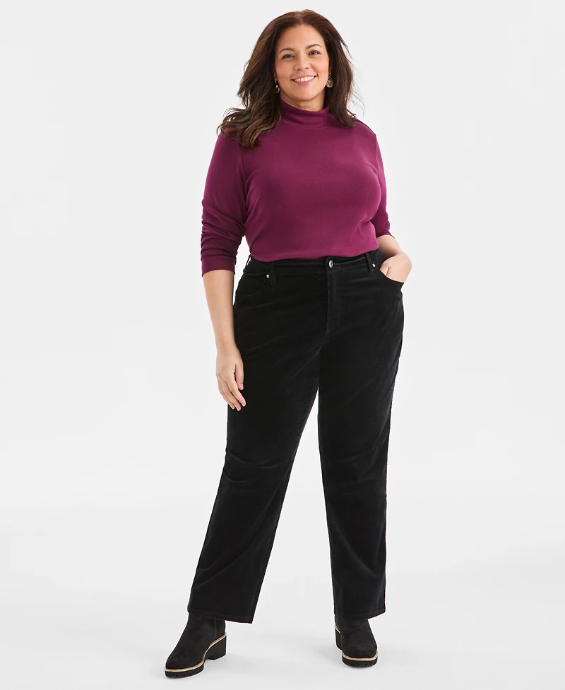 Style & Co Plus High-Rise Straight-Leg Corduroy Pants, Macy's Exclusive