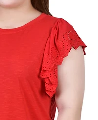 Ny Collection Plus Flutter Sleeve Slub Knit Top