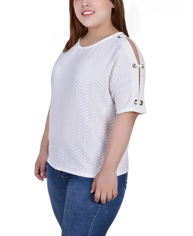 Ny Collection Plus Honeycomb Open Shoulder Tunic