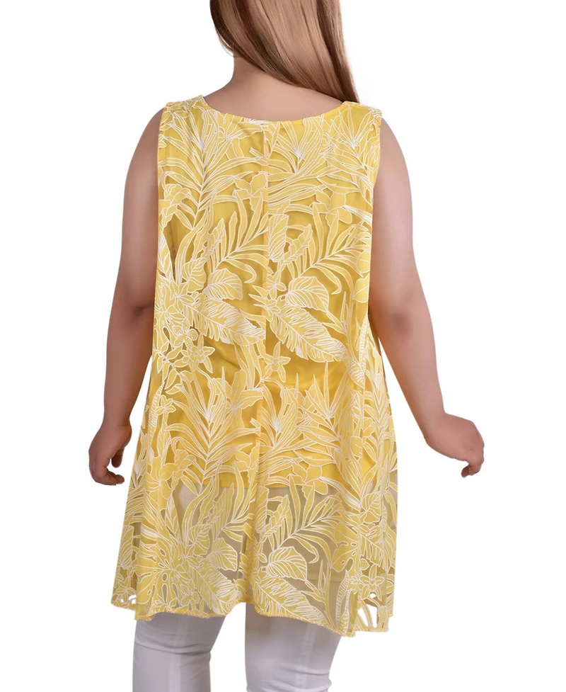 Ny Collection Plus Sleeveless Hi Lo Burnout Tunic