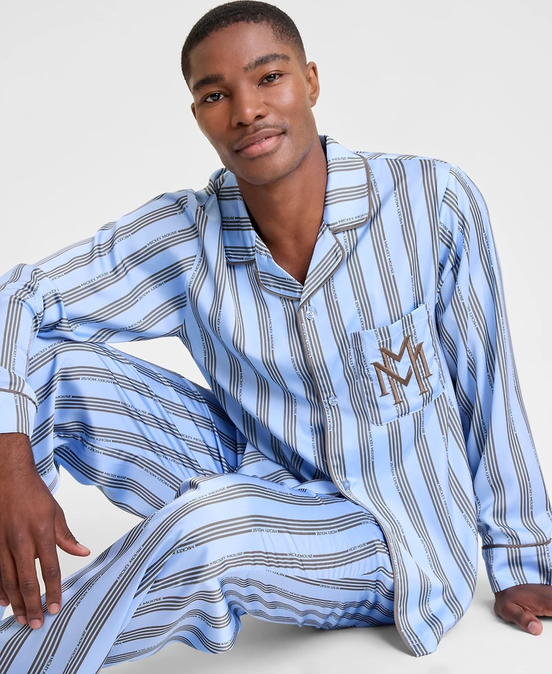 Disney | Macy's Men's Mickey Mouse Satin Pajamas Sleep Set, Exclusive