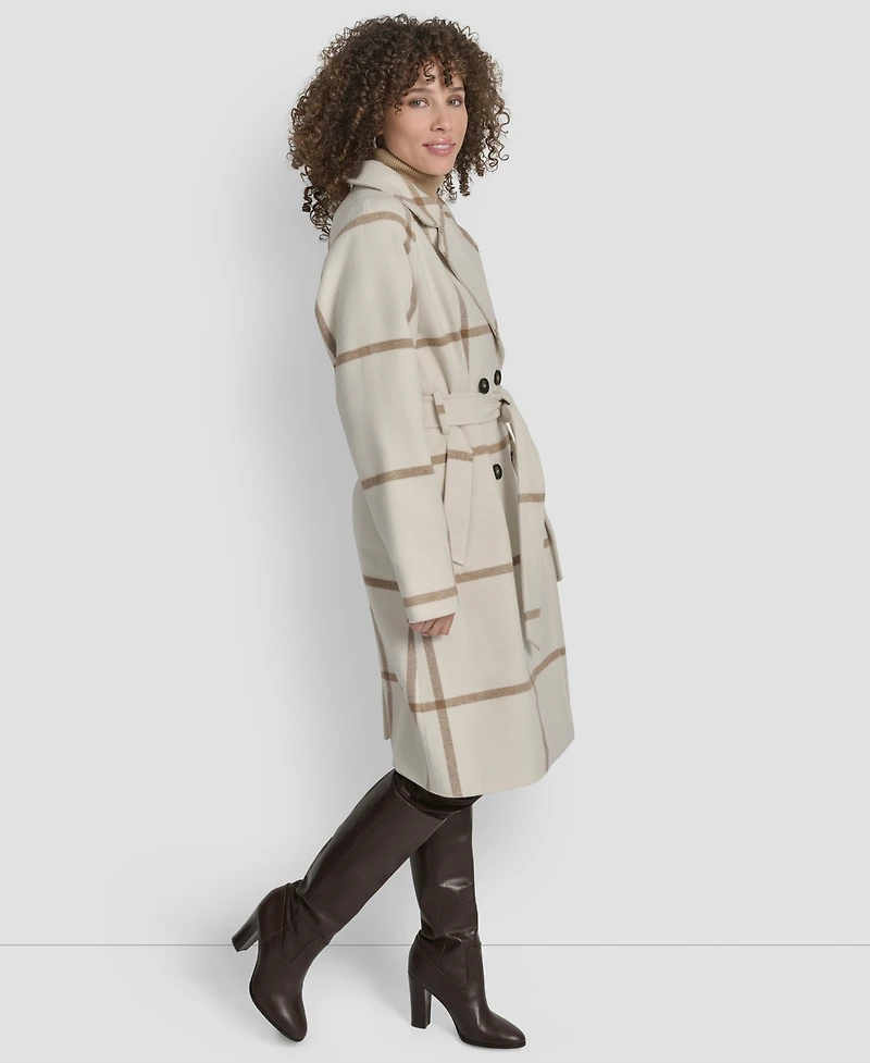 Dkny Petite Belted Notch Collar Coat