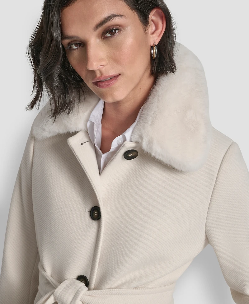 Dkny Women's Single-Breasted Pillow Collar Coat