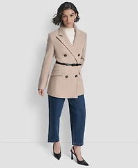 Dkny Women's Short Double-Breasted Belted Coat