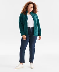 Style & Co Plus Solid Polar Fleece Zip-Front Jacket, Exclusively at Macy's