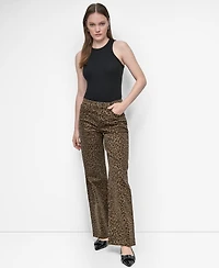 Dkny Jeans Women's Animal Print Mid-Rise Relaxed Straight-Leg Cotton