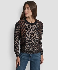 Dkny Jeans Women's Leopard Print Sweater