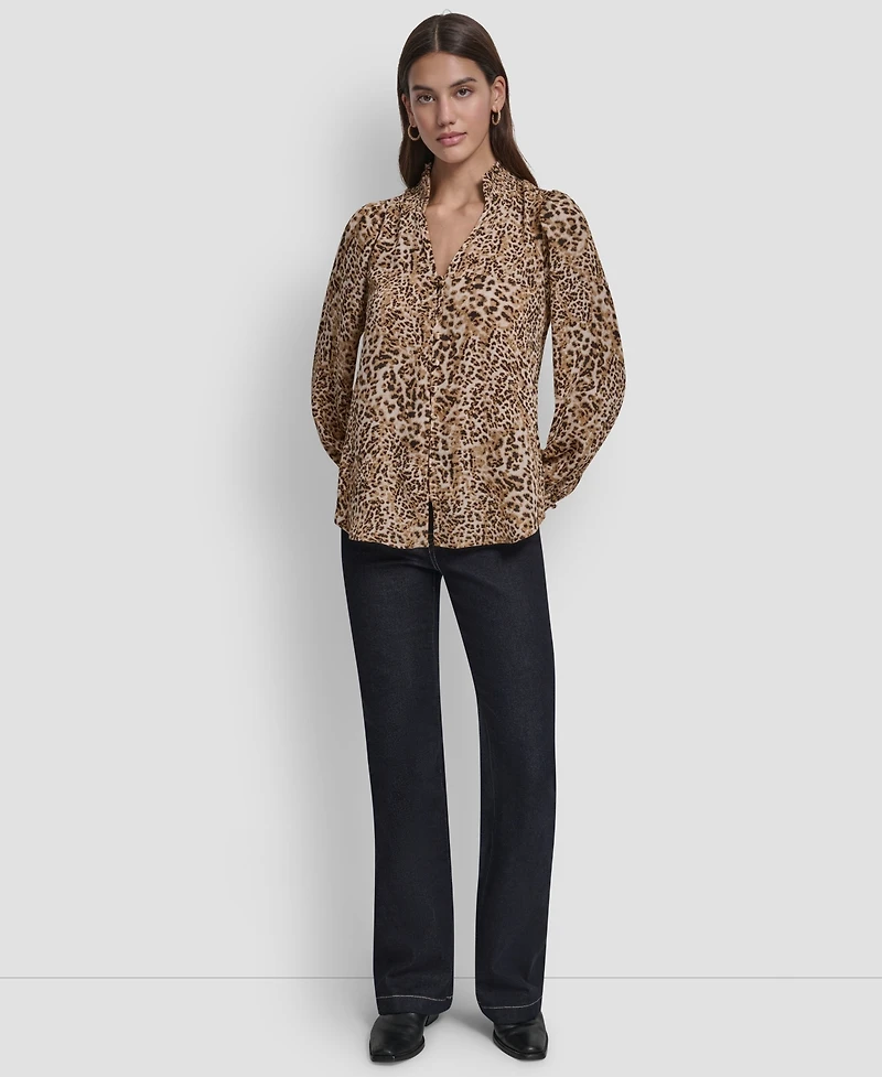 Dkny Jeans Women's Smocked Collar Shirt