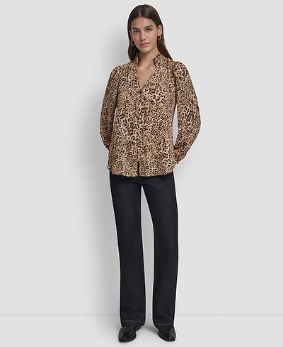 Dkny Jeans Women's Smocked Collar Shirt