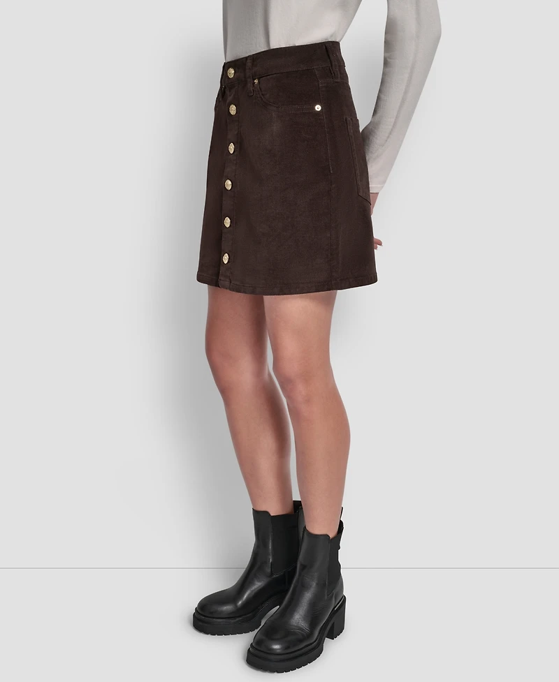 Dkny Jeans Women's High Rise Button Front Mini Skirt