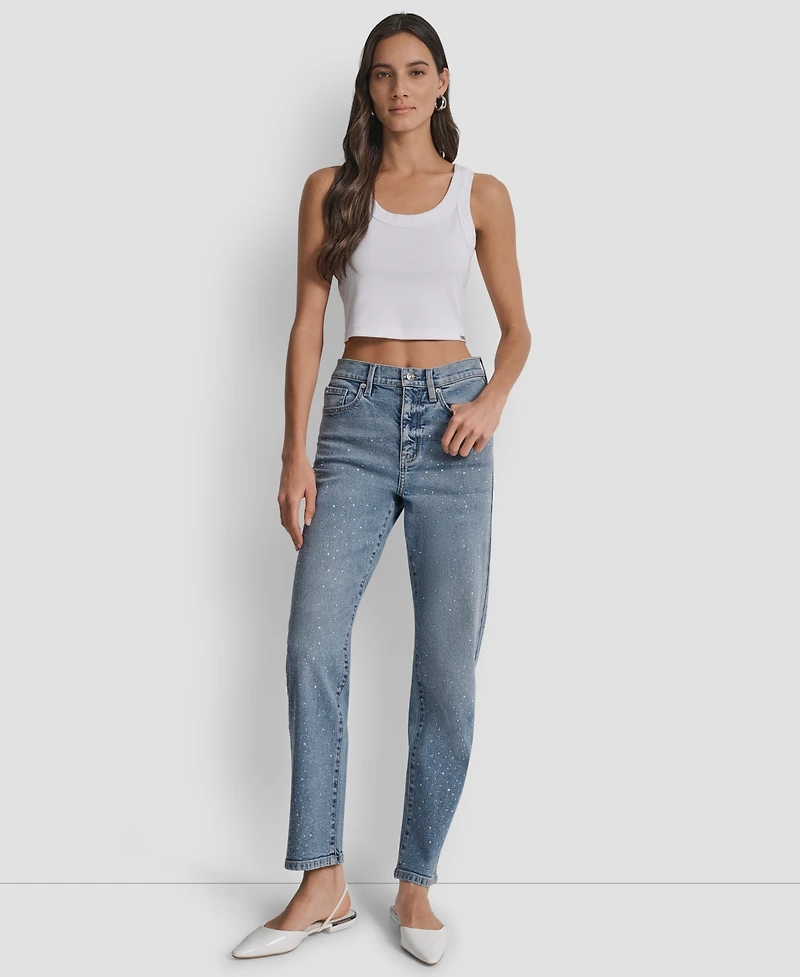 Dkny Jeans Women's High Rise Straight Fit Embellished
