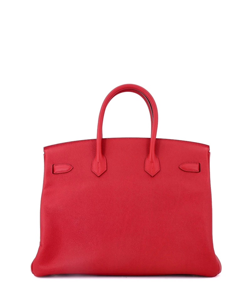 Pre-Owned Hermes Birkin 35 Handbag Red Epsom with Gold Hardware