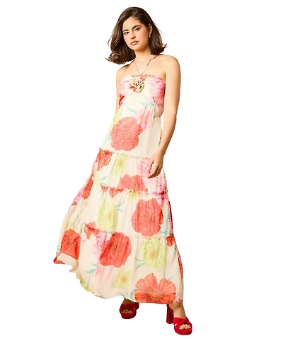 Oasis Women's Rosette Detail Halterneck Midi Dress