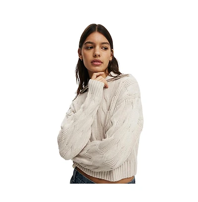 Cotton On Women's Cable Half Zip Pullover
