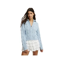Cotton On Women's Cotton Cable Half Zip Pullover