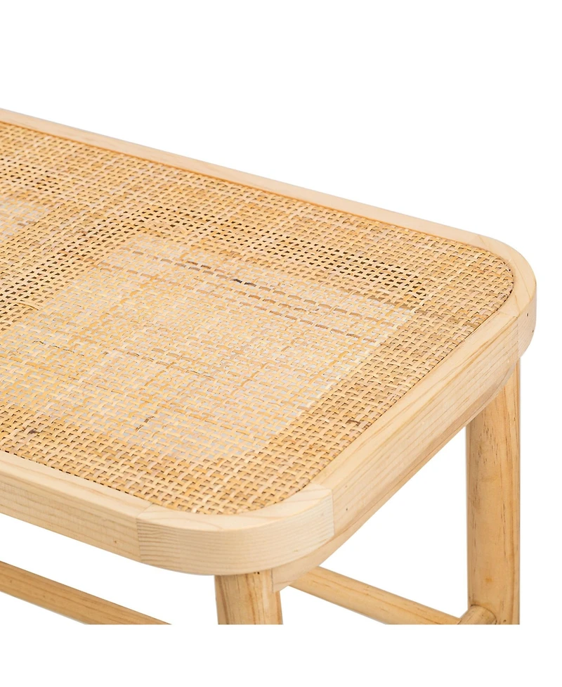 Nordlys - Rattan and Solid Wood Storage Bench Exotic Boho Entry