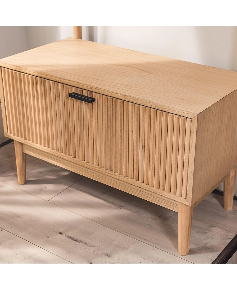 Nordlys - Solid Wood Hall Tree with Storage Industrial Style Entry