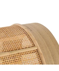 Nordlys - Beige Velvet and Rattan Pouf Exotic Boho Upholstery Living Room