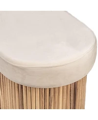 Nordlys - Beige Velvet Storage Bench Modern Design Style Upholstery Entry
