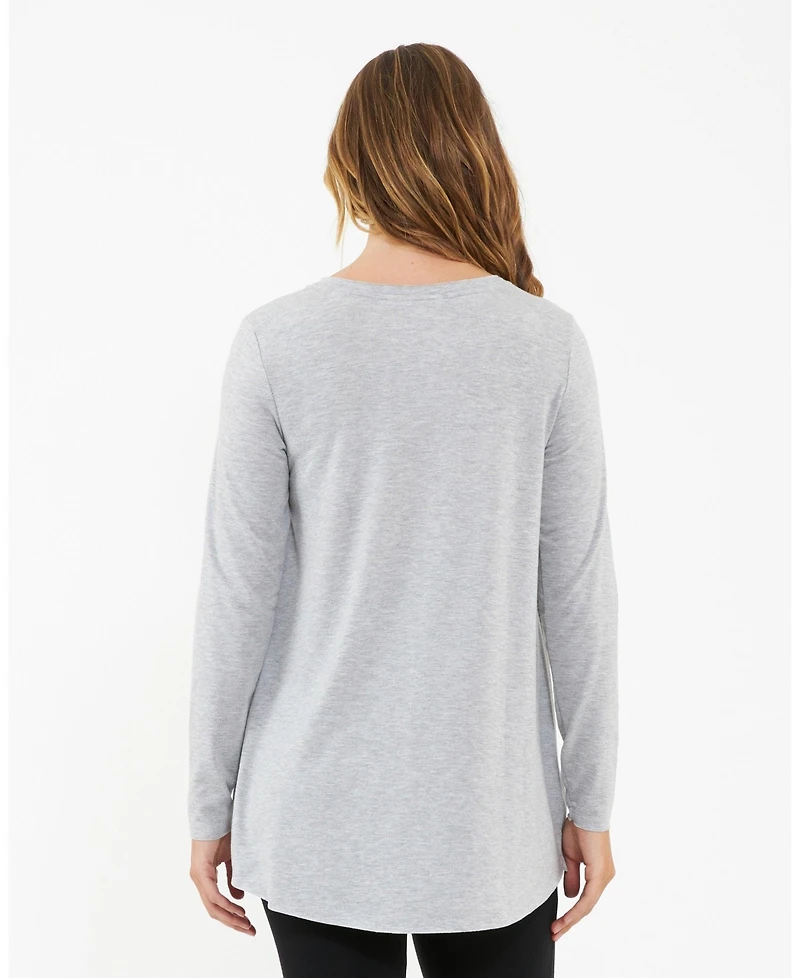 Ripe Maternity Comfortable Raw Edge Nursing Top Silver Marle