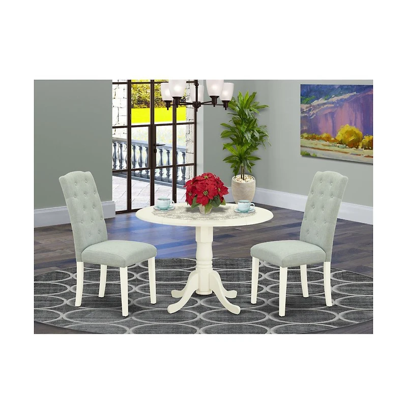 East West Furniture Dining Room Set Linen White