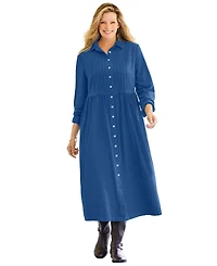 Woman Within Plus Button Front Corduroy Dress