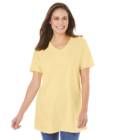 Woman Within Women's Perfect Short-Sleeve V-Neck Tunic