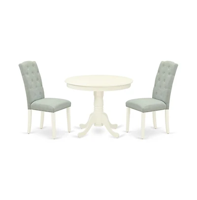 East West Furniture Dining Room Set Linen White