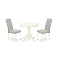 East West Furniture Dining Room Set Linen White