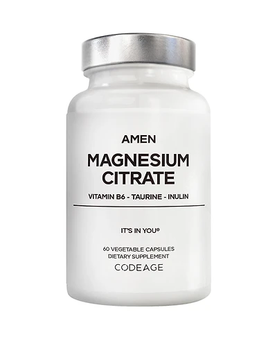 Amen Magnesium Citrate Supplement - Magnesium Pills With Vitamin B6 P5P, Taurine, Inulin, Bioperine Black Pepper