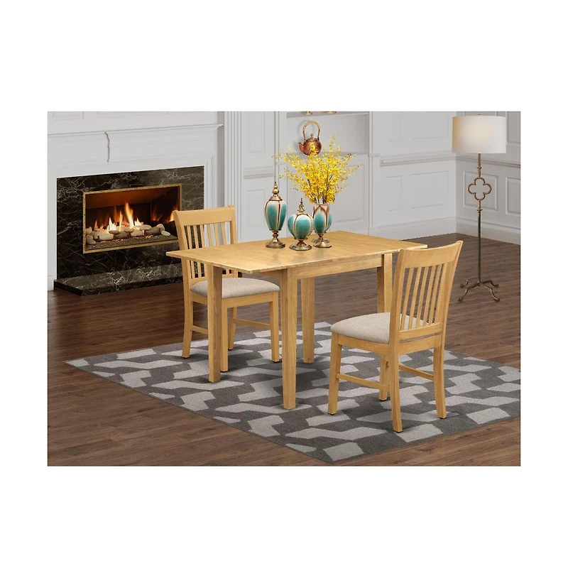 East West Furniture Dining Room Set Oak, NDNO3-oak-c