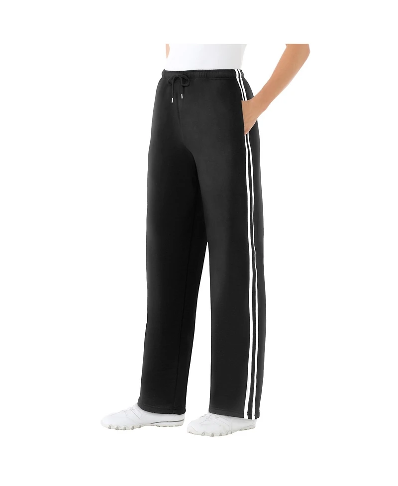 Woman Within Plus Better Fleece Side Stripe Sweatpant