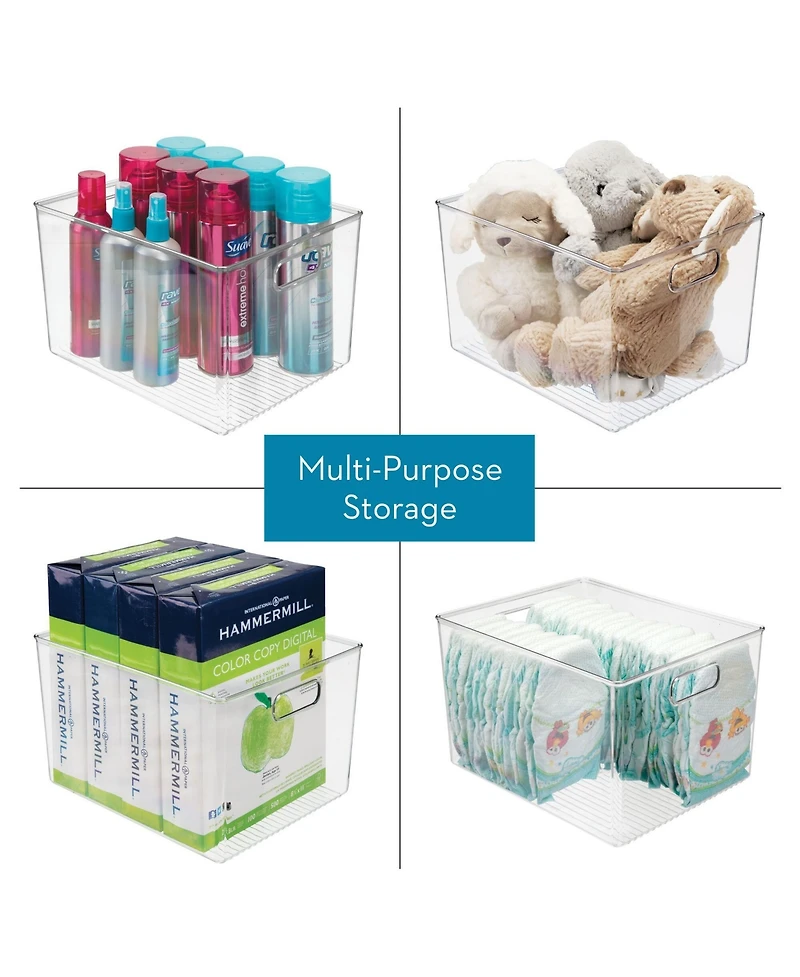 iDesign Plastic Storage Bin with Handles - Clear