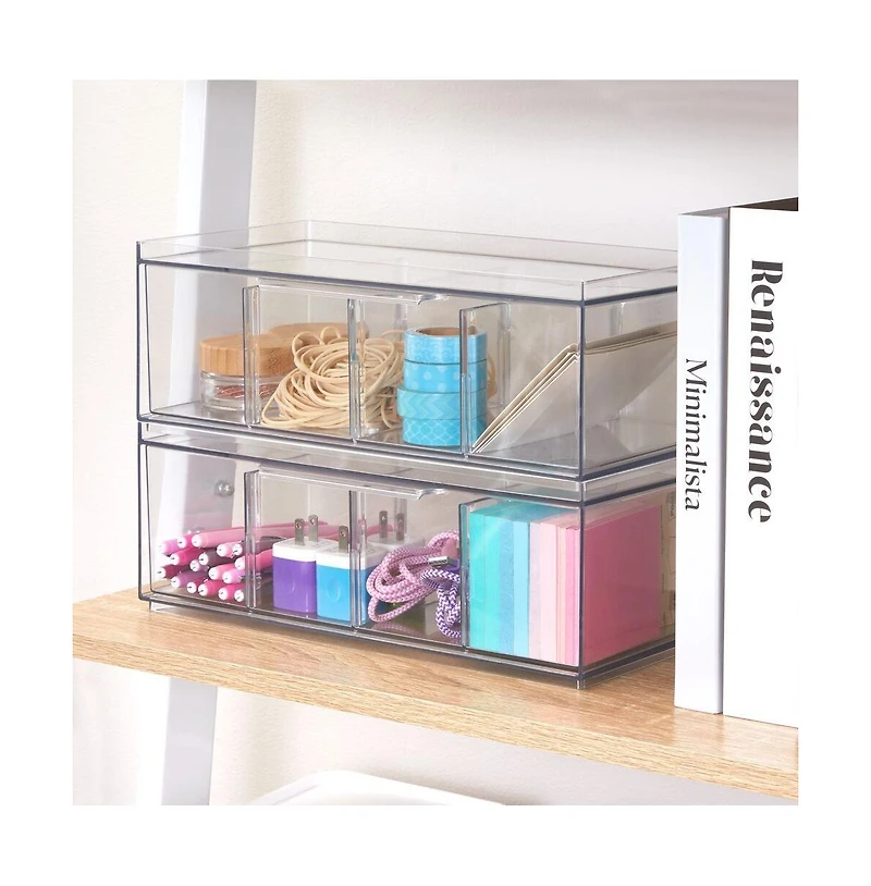 iDesign Stackable 4-Section Tea Storage Drawer for Countertop - Clear