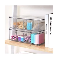 iDesign Stackable 4-Section Tea Storage Drawer for Countertop - Clear