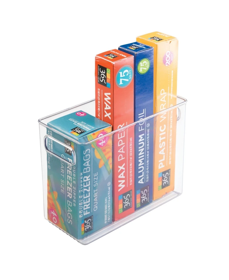 mDesign Tall Plastic Kitchen Food Storage Organizer Bin, Handles, 4 Pack - Clear