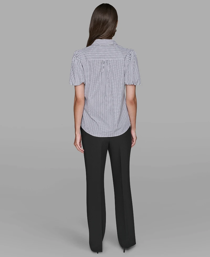 Karl Lagerfeld Paris Women's Short Sleeve Woven Top