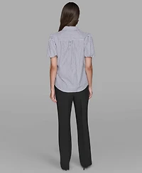 Karl Lagerfeld Paris Women's Short Sleeve Woven Top