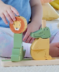 Fisher Price Wooden Stack and Sort Animals Baby and Toddler Toy, 10 Wood Pieces