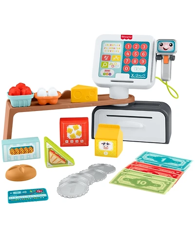 Fisher Price Laugh and Learn Count and Shop Cash Register Electronic Toddler Learning Toy, 20 Pieces