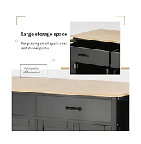 54.3" Kitchen Island Cart, Storage Cabinet with Solid Wood Top, 4-Door Cabinet, 2 Drawers & Locking Wheels-Maison Boucle