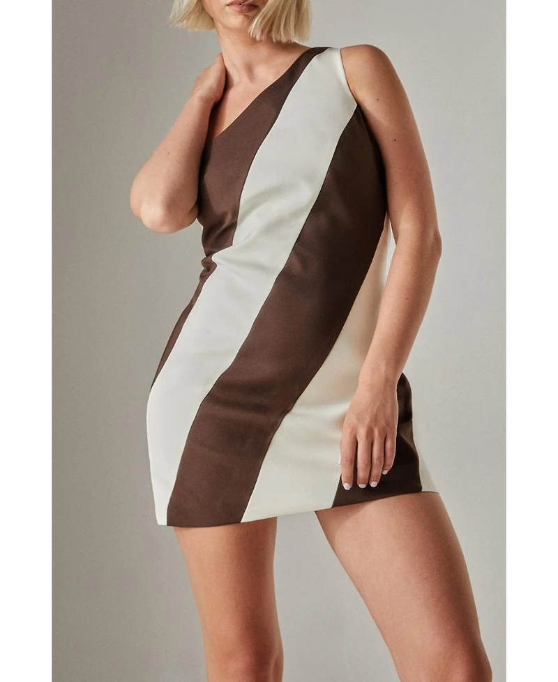 Nasty Gal Women's Stripe One Shoulder Tailored Mini Dress